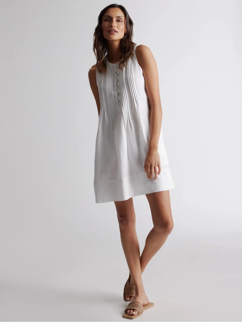 Quince 100% European Linen Sleeveless Swing Dress XL